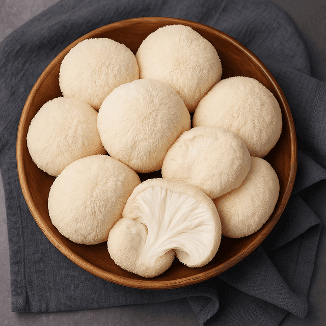 Lion's Mane in a wooden bowl